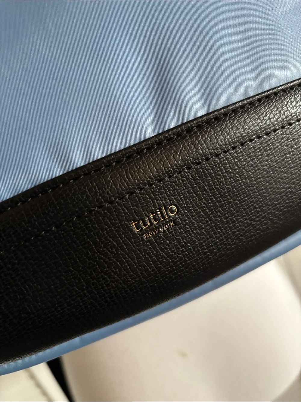 Tutilo New York Commuter Backpack Light Blue Nylon Black Travel Bag Like New